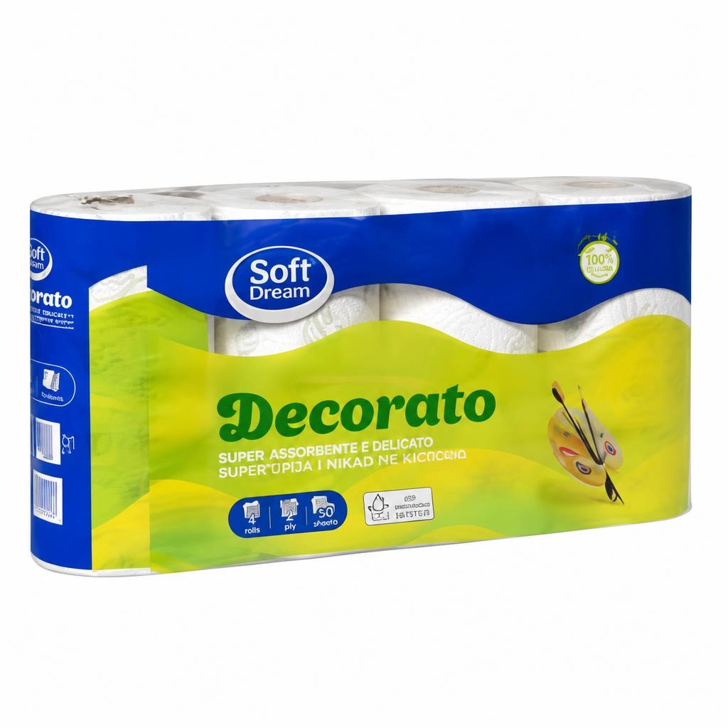Papirnate brisače Decorato 4 role Akcija v trgovini Eurospin