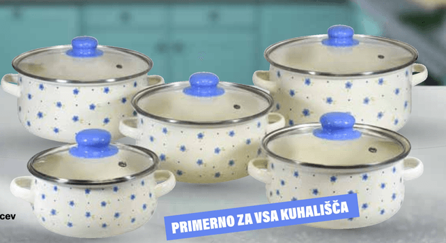 5-delni set emajliranih loncev - Mercator akcije
