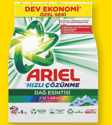 Detergent za pranje perila Ariel v prahu - Merkur katalog